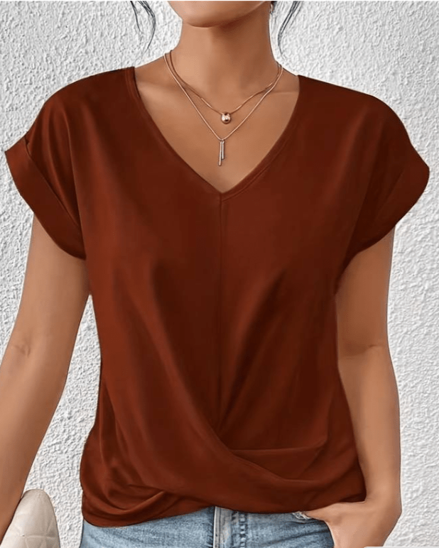 Cara | Women’s V-Neck Twist Hem Top with Twist