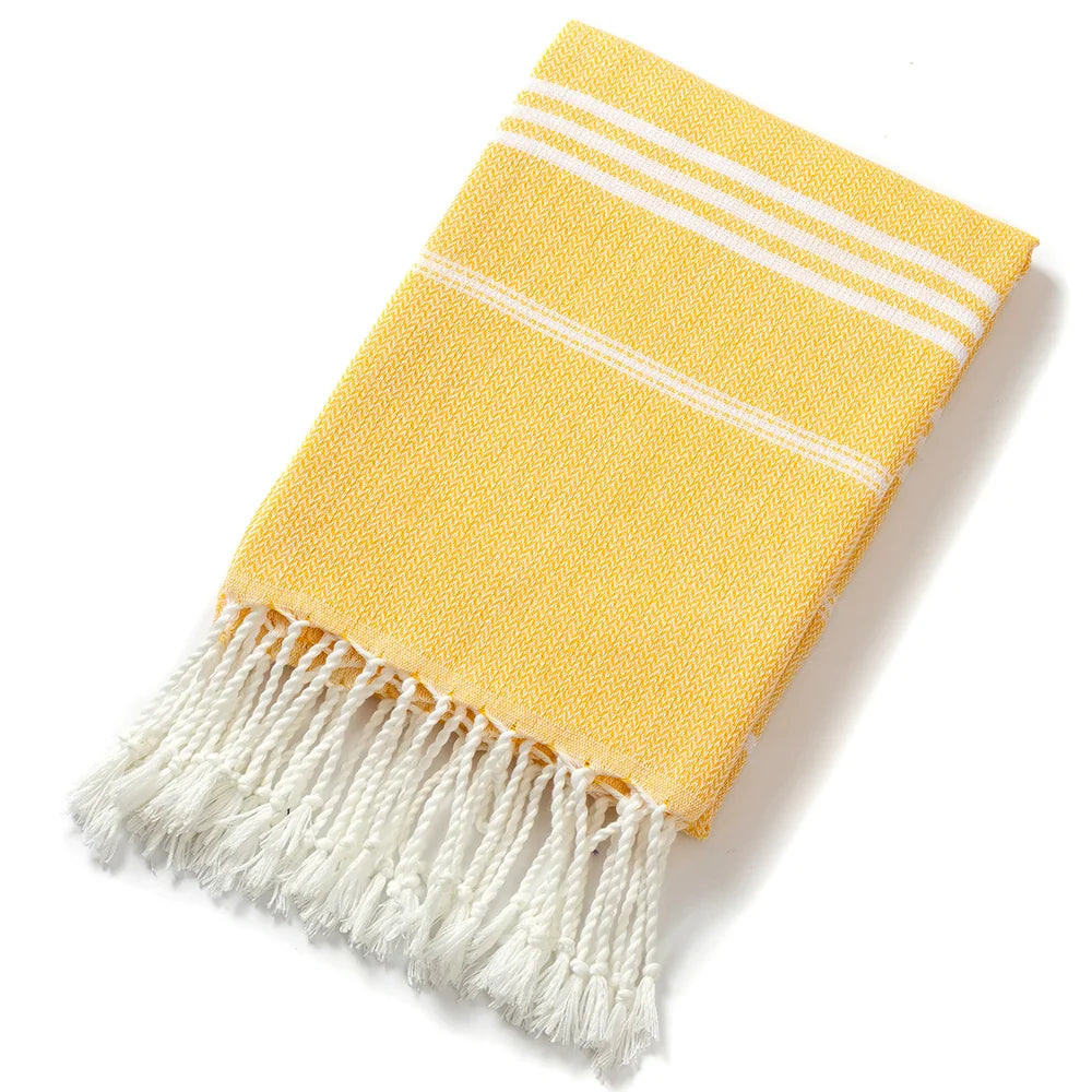 Joanna | Women’s Striped Tassel Bath Towels with Fringe