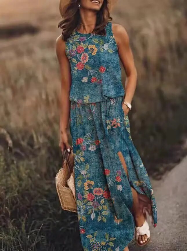Iris | Women’s Floral Two-Piece Set with Elastic Waist