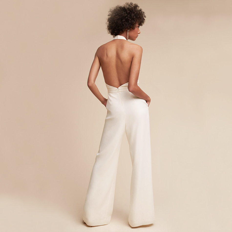 Elina | Women’s V-Neck Wide-Leg Jumpsuit with Backless