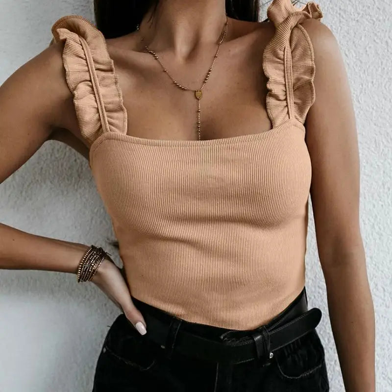 Solea | Women’s Delightful Ruffled Top with Flutter Detailing