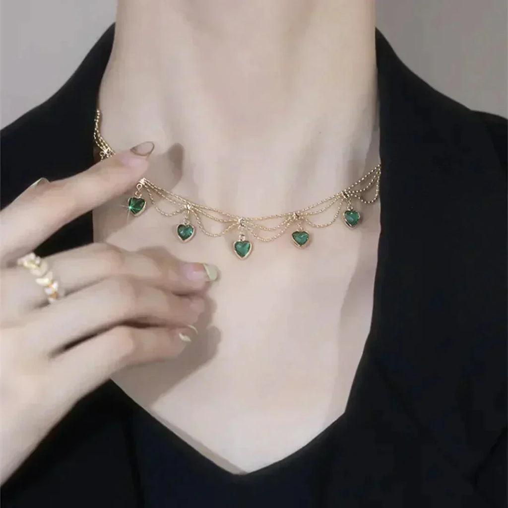 Kallie | Women’s Heart Chain Necklace with Charms