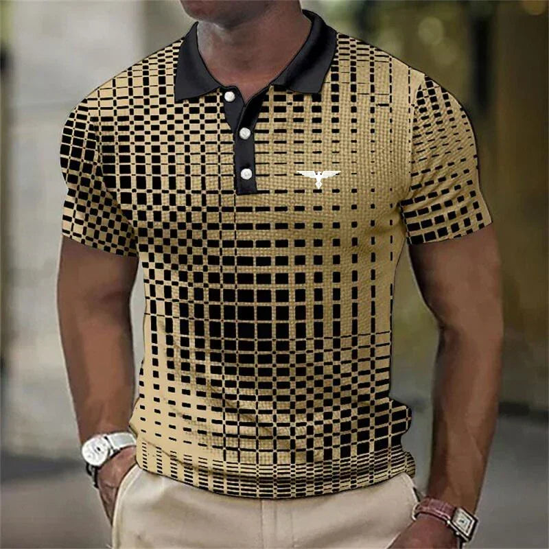 Miles Donovan | Stretch Geometric Print Polo Shirt For Men