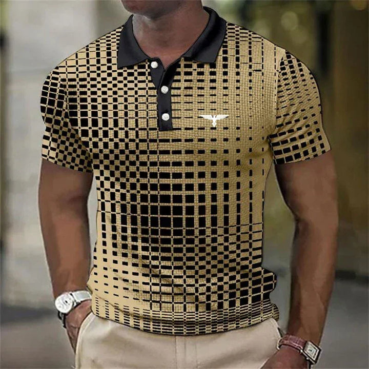 Miles Donovan | Stretch Geometric Print Polo Shirt For Men