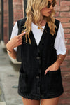 Women’s Minimalist Denim Vest with Sleeveless Design and Relaxed Fit