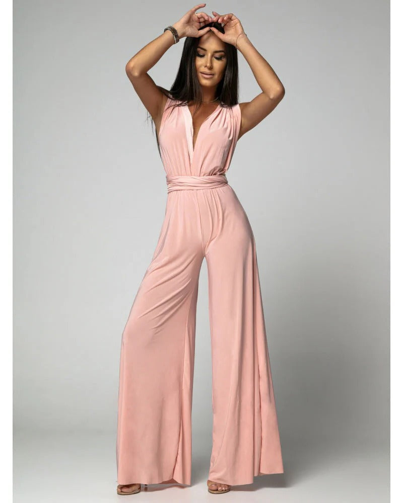 Vera | Women’s V-Neck Sleeveless Jumpsuit with Belt