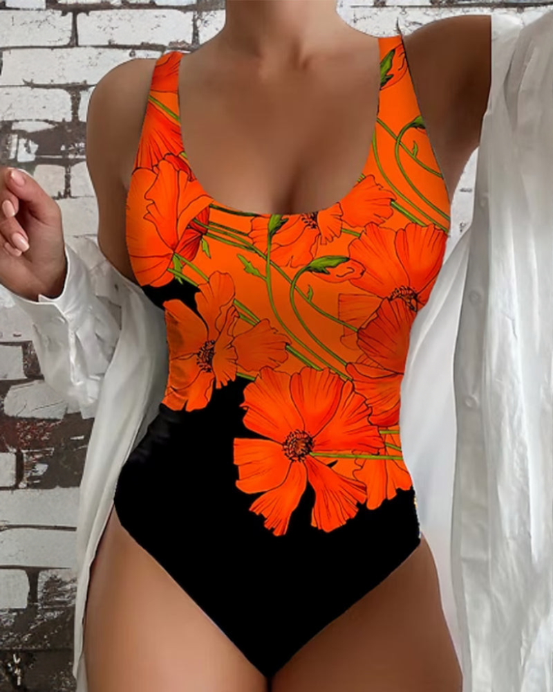 Lucy™  | Elegant One-Piece Swimsuit with Floral Print