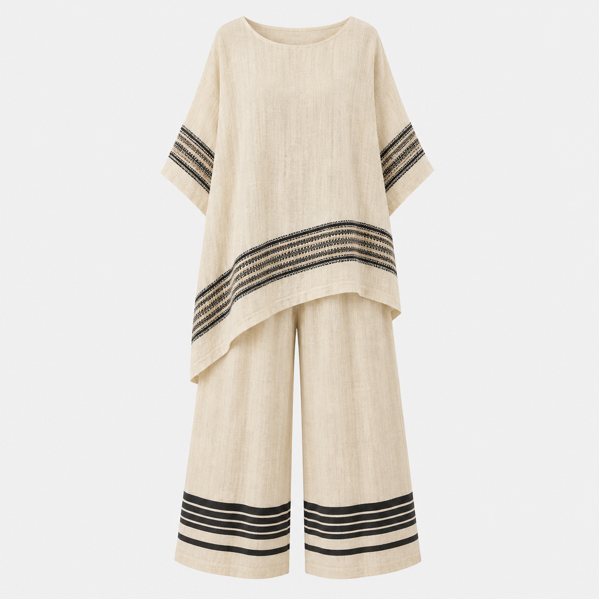 Sophia Hughes | Striped Linen Two-Piece Set For Women