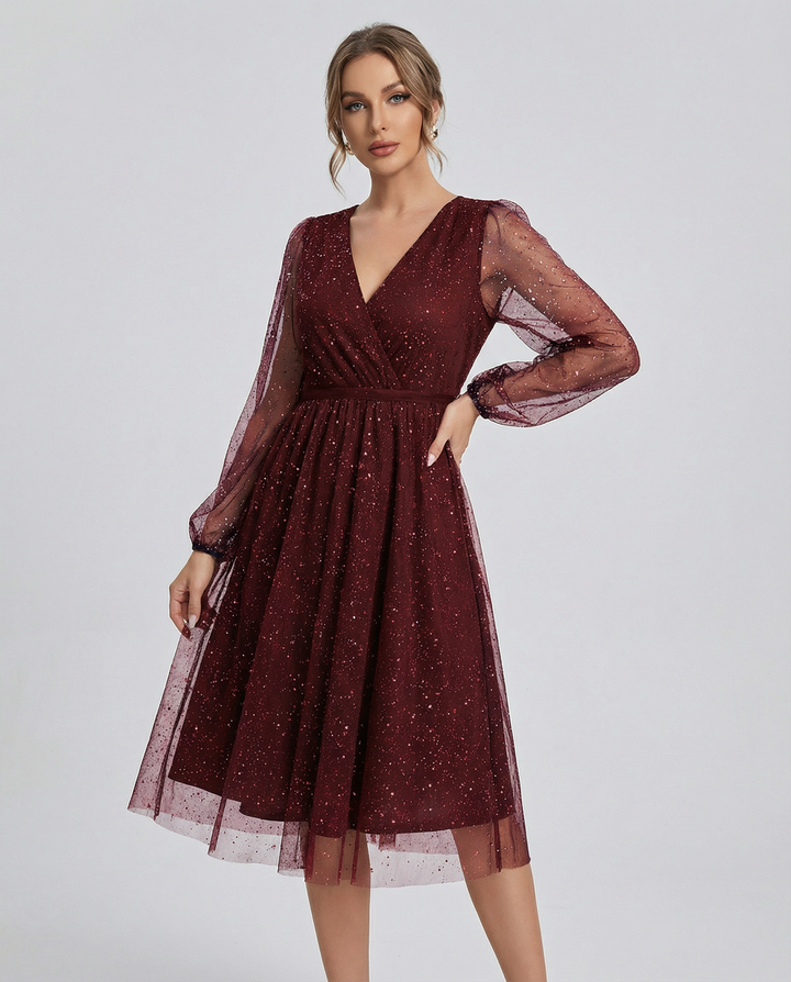 V-Neck Cocktail Dress – Elegant Slim Fit for Special Occasions