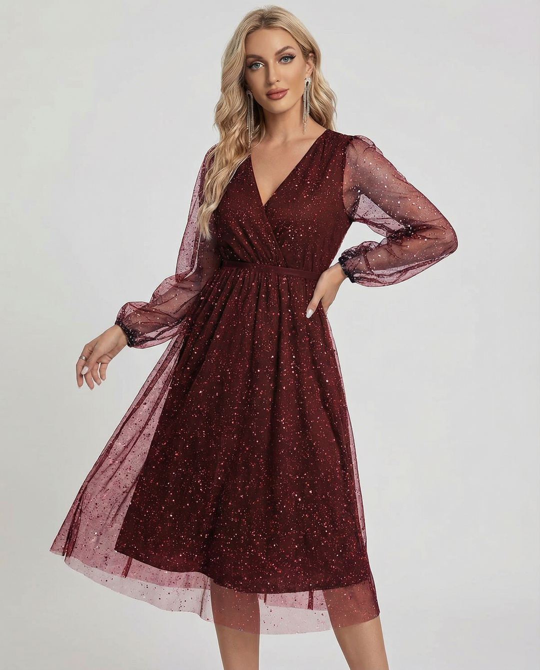 V-Neck Cocktail Dress – Elegant Slim Fit for Special Occasions