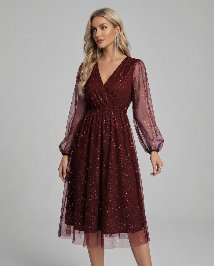V-Neck Cocktail Dress – Elegant Slim Fit for Special Occasions