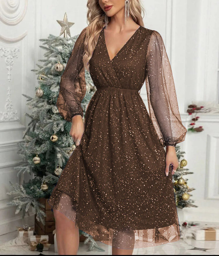 V-Neck Cocktail Dress – Elegant Slim Fit for Special Occasions
