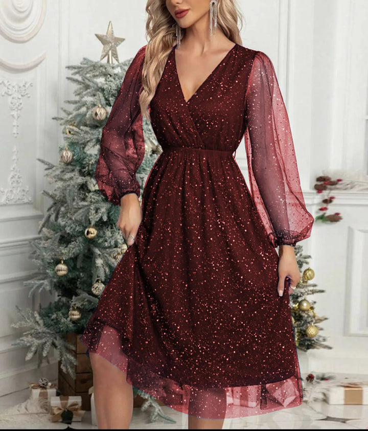 V-Neck Cocktail Dress – Elegant Slim Fit for Special Occasions