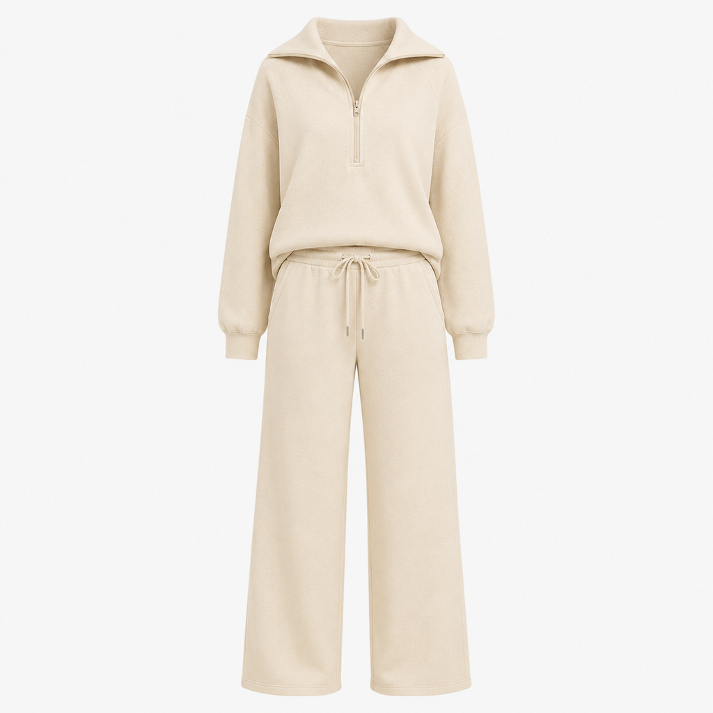 Tara Mitchell | Zip-Up Hoodie Wide Leg Lounge Set For Women