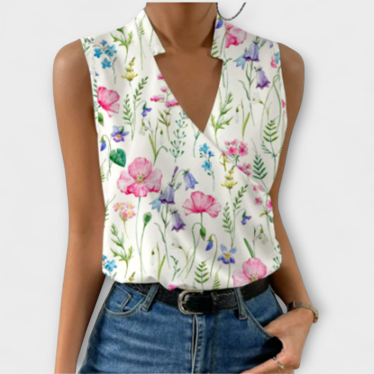 Luna | Women’s Sleeveless Wrap V-Neck Top with Surplice