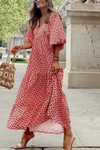 Margot | Women's V-Neck Puff Sleeve Boho Floral Maxi Dress