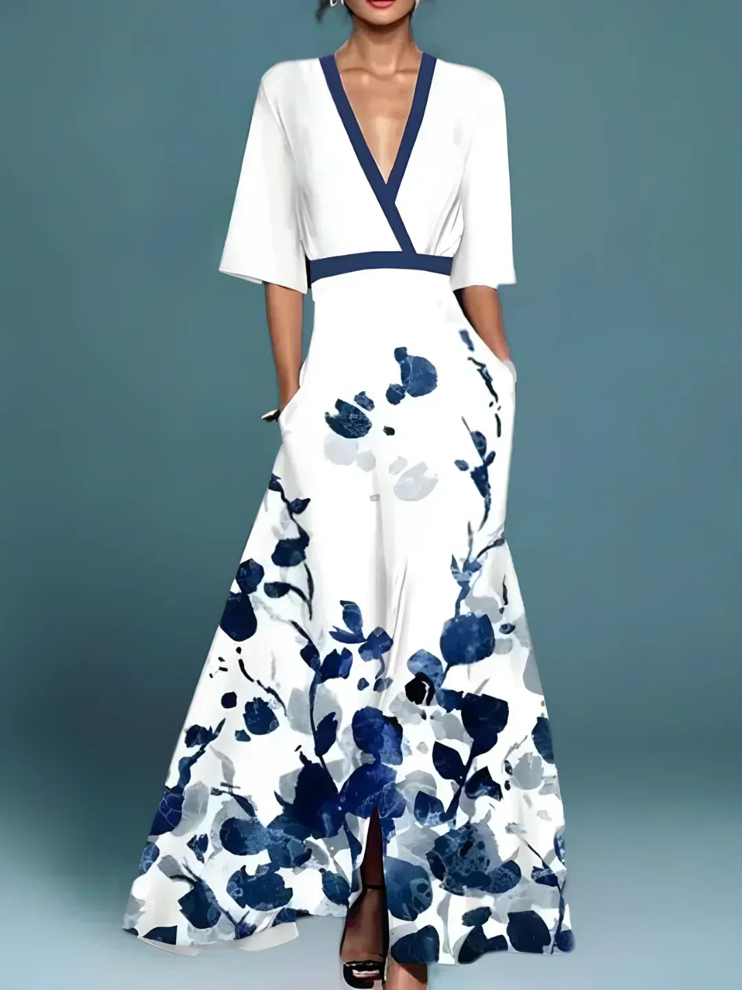 Laure | Women’s Elegant Wrap Dress with Floral Print