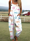 Vivian | Women’s Fish Print Jumpsuit with Pockets