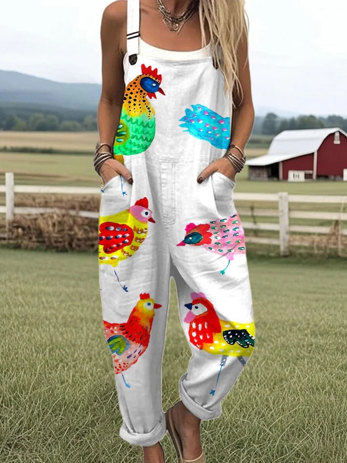 Charlotte | Women’s Bird Print Jumpsuit with Pockets