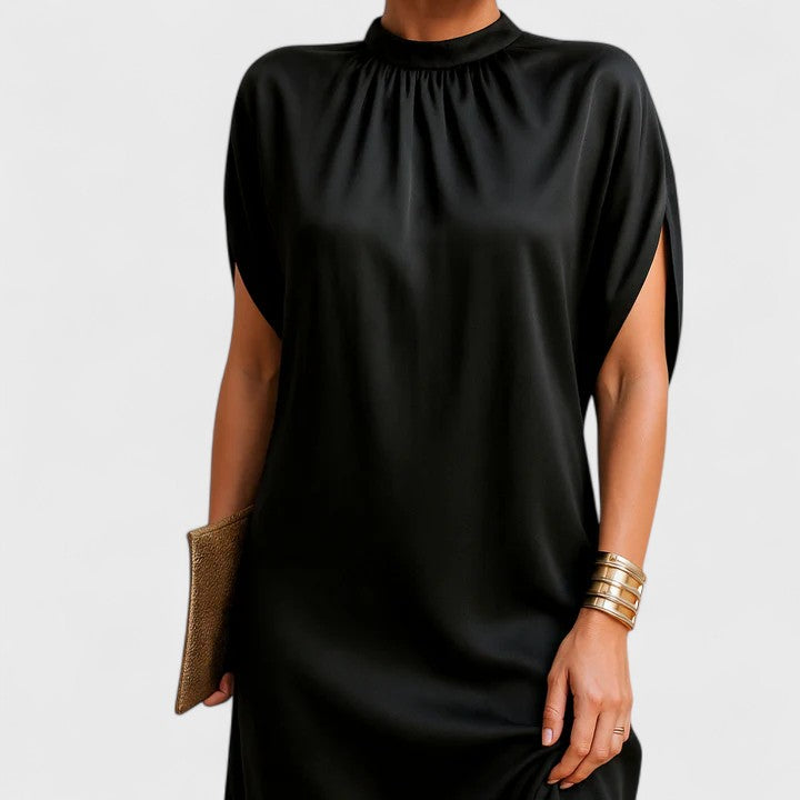 Aven | Women’s Mock-Neck Batwing Dress with Split-Sleeve