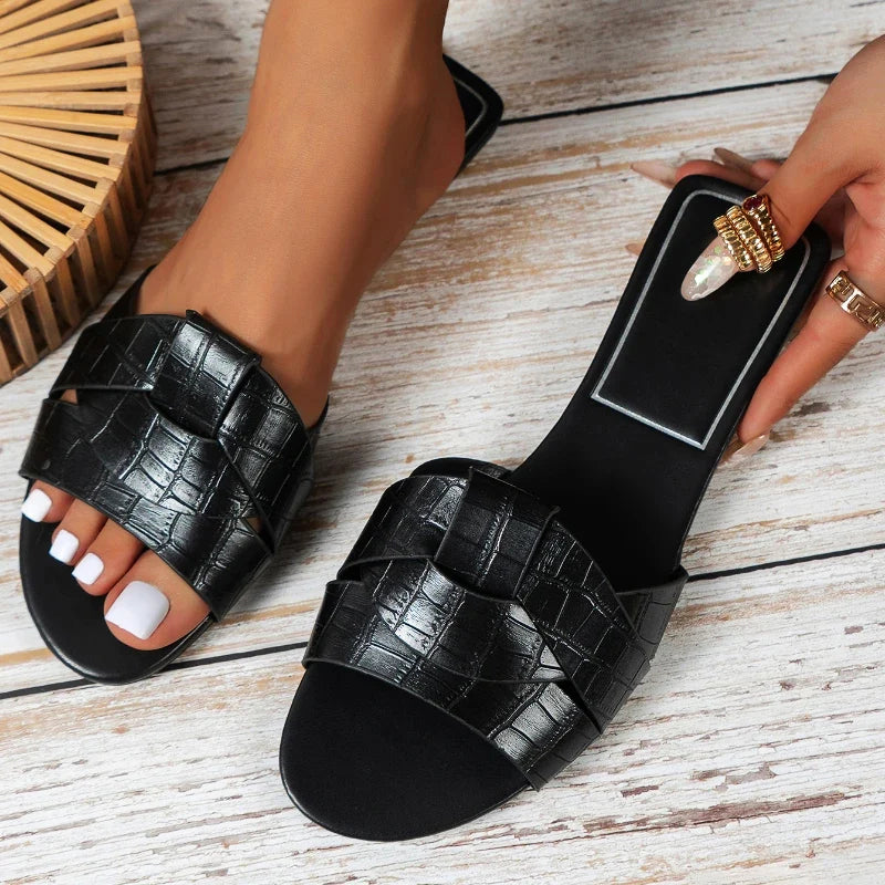 Valentina | Women’s Woven Sliders with Open Toe