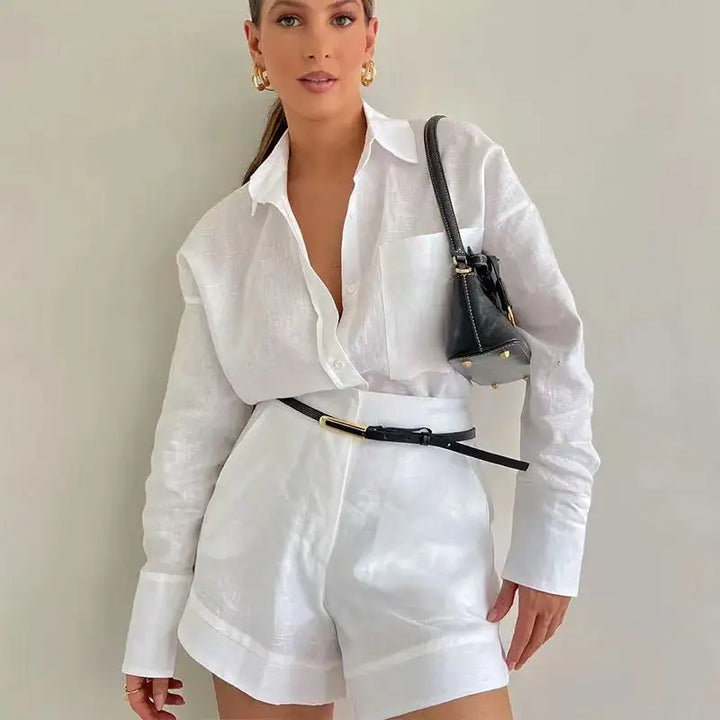 Amelia Turner | Linen Long Sleeve Playsuit For Women