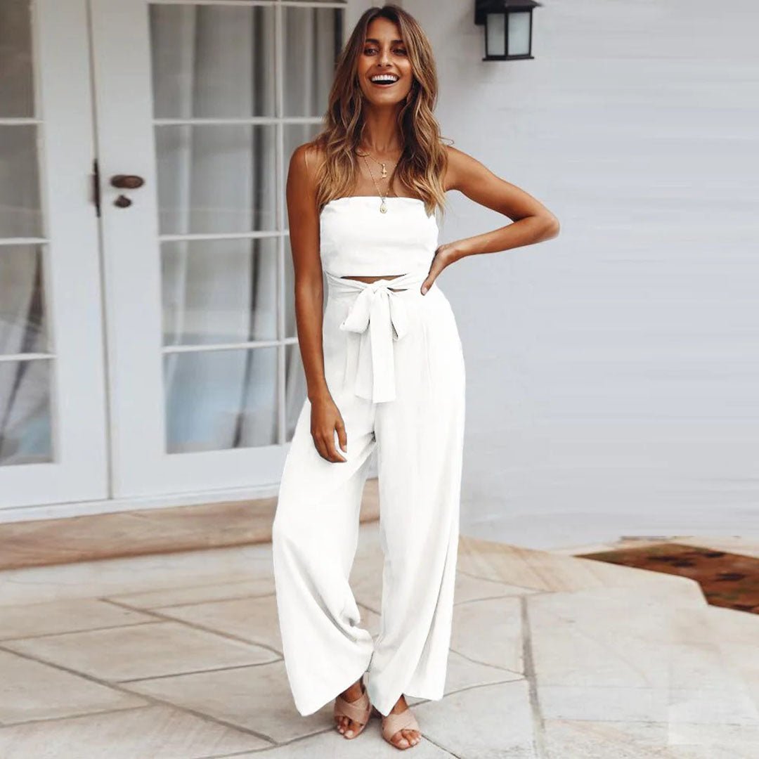 Luna | Women’s Strapless Wide-Leg Jumpsuit with Tie Waist