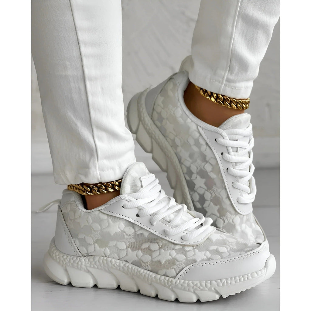 Nova | Women’s White Lace Sneakers with Cushioned Sole