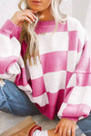 Women's Checkerboard Knitted Sweater