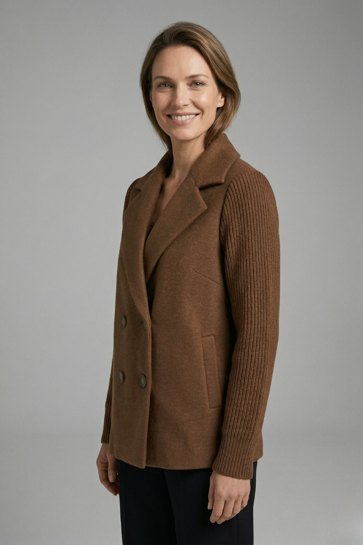 Georgia Campbell | Double-Breasted Wool Blend Blazer For Women