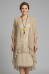 Lauren King | Layered Chiffon Midi Dress with Lace Overlay For Women