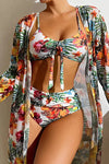 Bikini Set with High-Waist Bottom and Matching Cover-Up