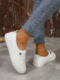 Casual Round Toe Flat Shoes with Lace-Up Design for Women