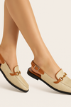 Women's Gold Flat Sandals with Metallic Buckle