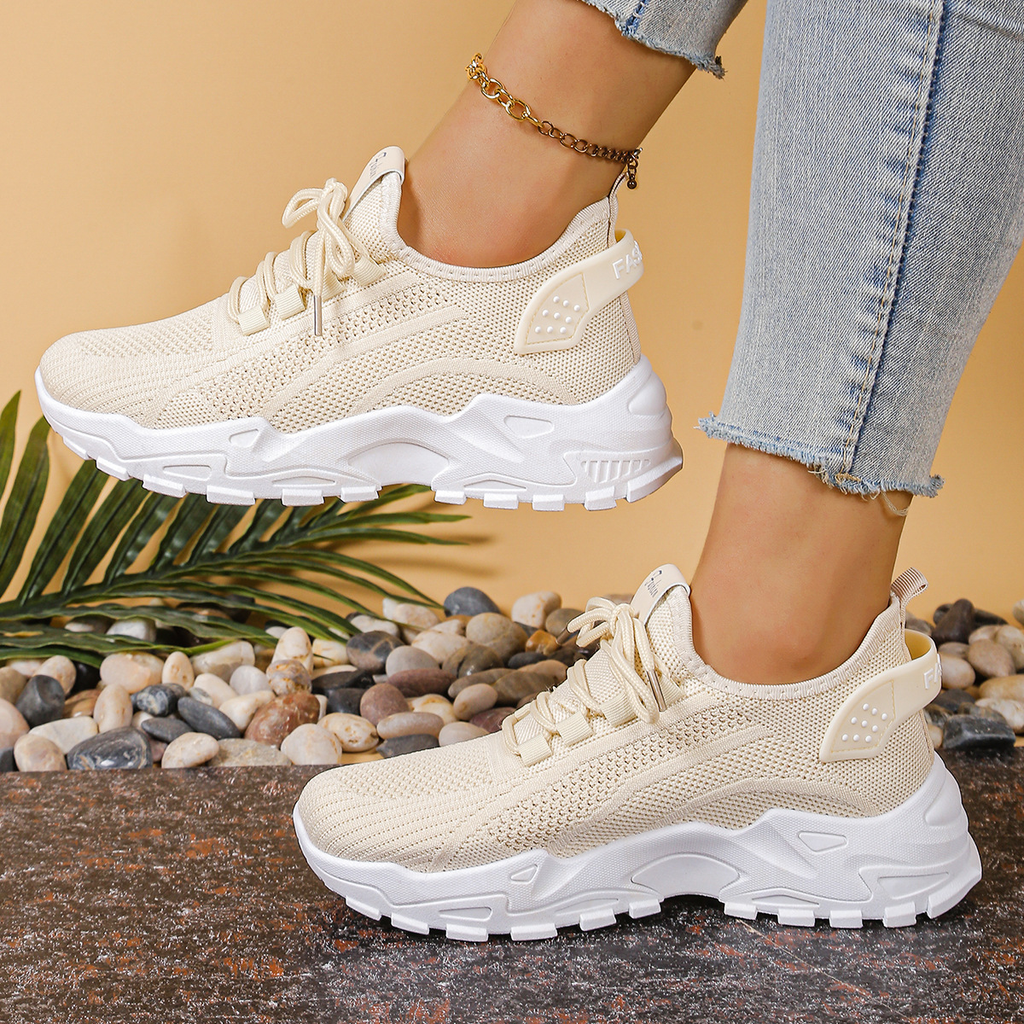 Aura | Women’s Knit Lace-Up Trainers with Chunky Sole