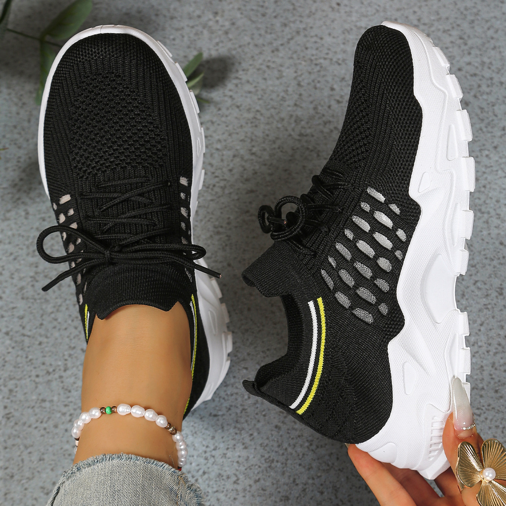 Aura | Women’s Knit Lace-Up Trainers with Chunky Sole