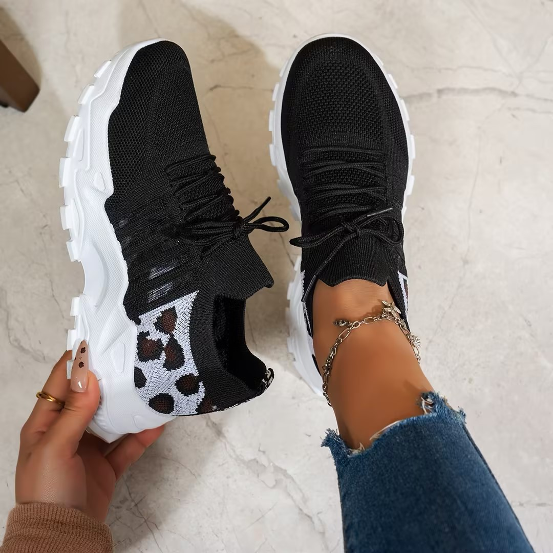 Aura | Women’s Knit Lace-Up Trainers with Chunky Sole