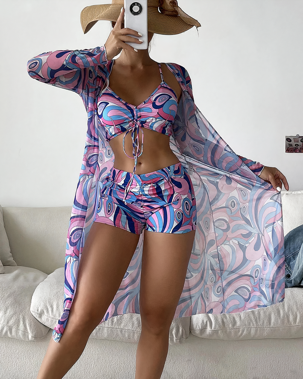 Amalfi | Women’s High-Waist Bikini Set with Cover-Up