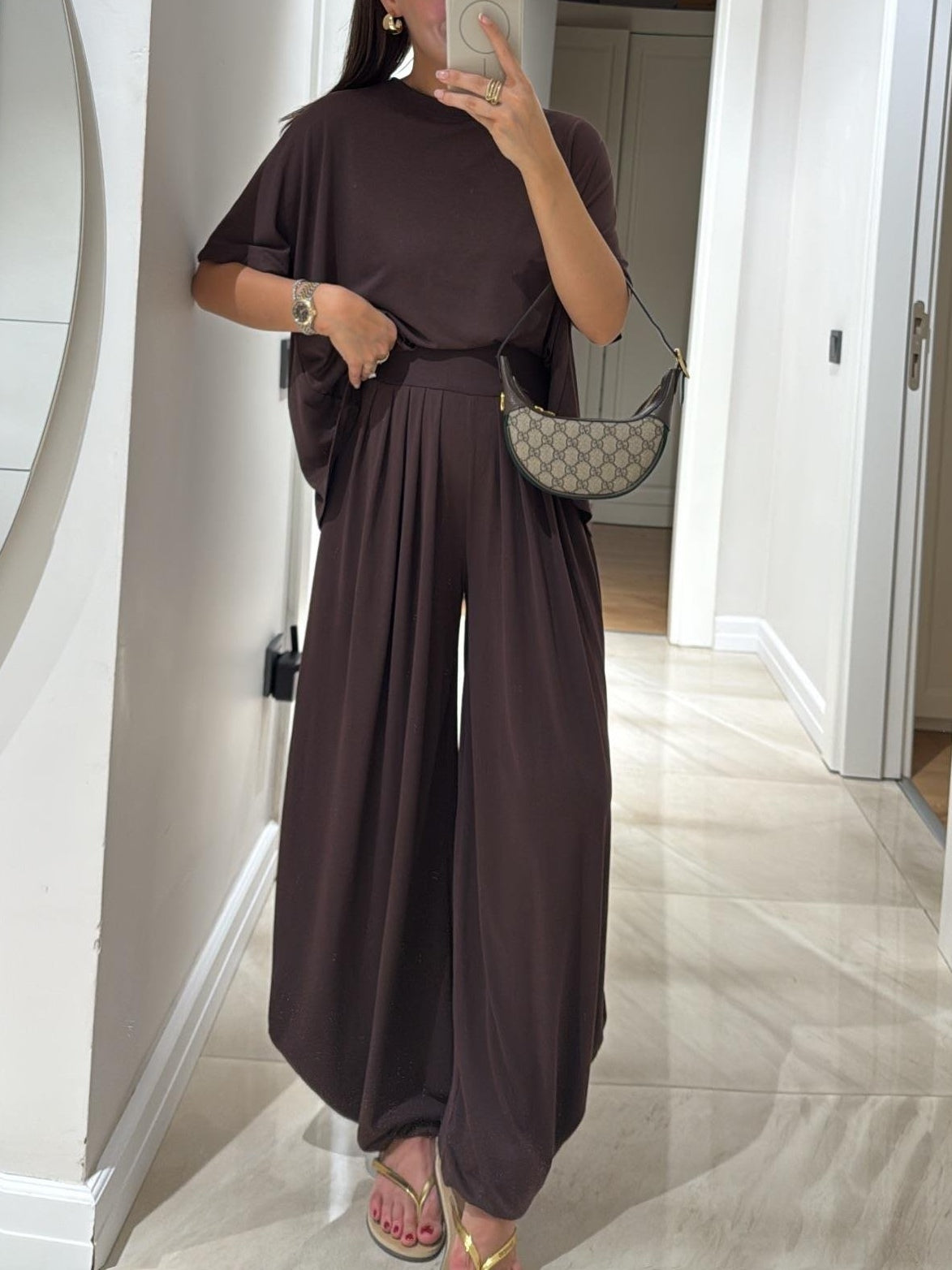 Leanne | Women’s Casual Top with Wide-Leg Pants Set