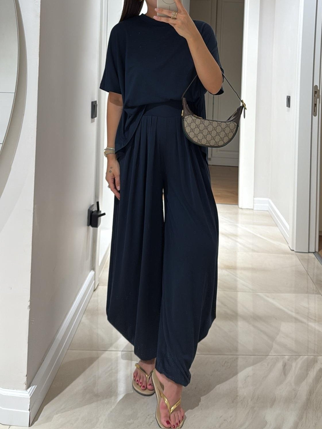 Leanne | Women’s Casual Top with Wide-Leg Pants Set