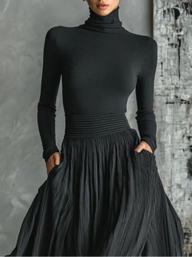 Lucy | Women’s Turtleneck & Pleated Skirt Set with Stretch