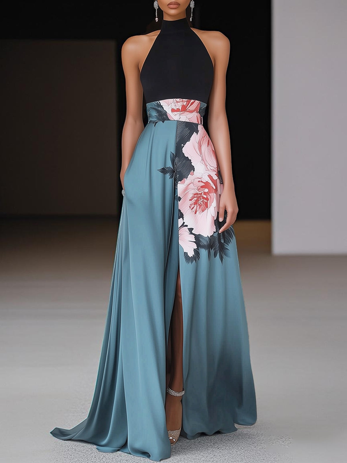 Janelle | Women’s Classic Floral Maxi Dress with Slit