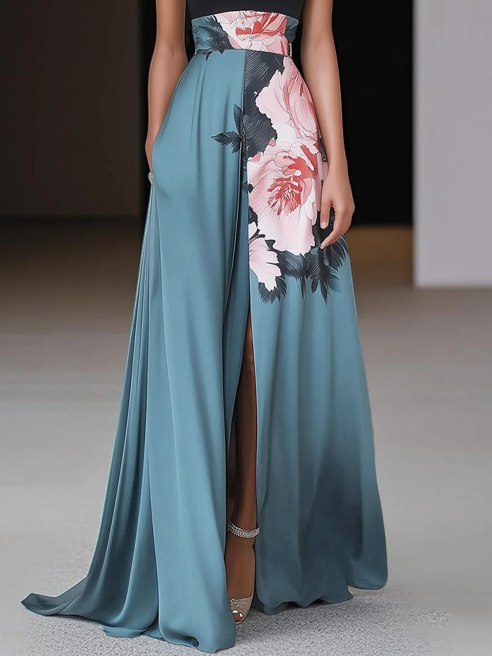 Janelle | Women’s Classic Floral Maxi Dress with Slit