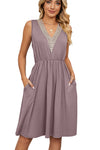 Isabella Hartley | Lace Trim V-Neck Midi Dress For Women