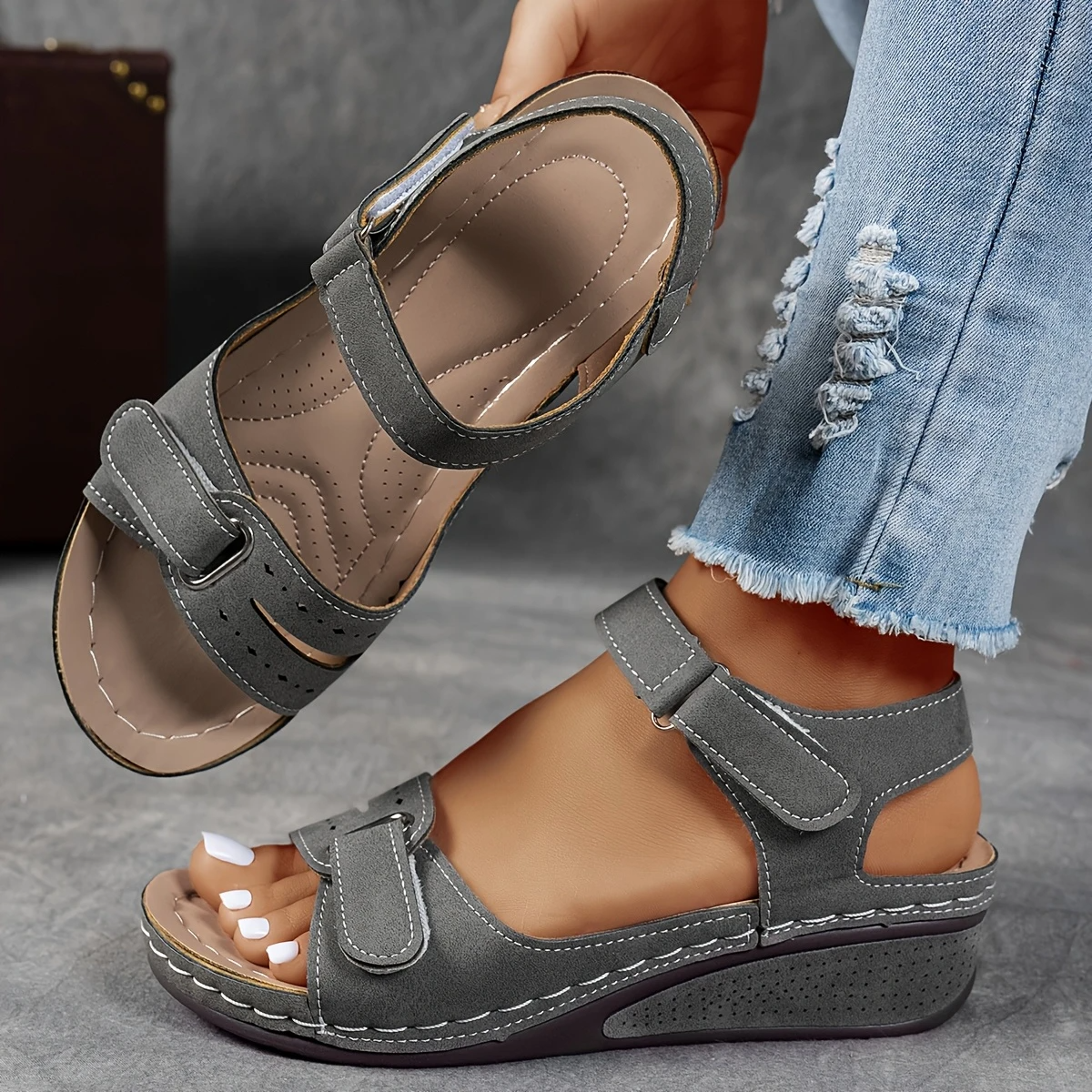 Georgina | Women’s Wedge Platform Sandals with Adjustable Strap