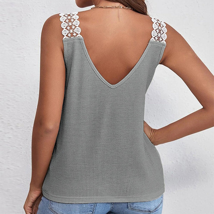 Lily Harris | Waffle Knit Lace-Trim Tank Top For Women