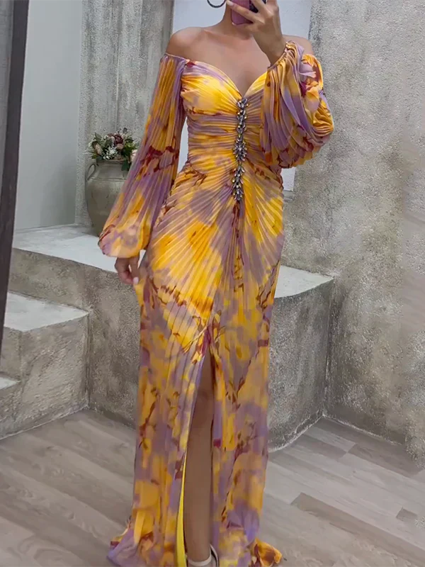 Selina | Women’s Off-Shoulder Maxi Dress with Ruched Bodice