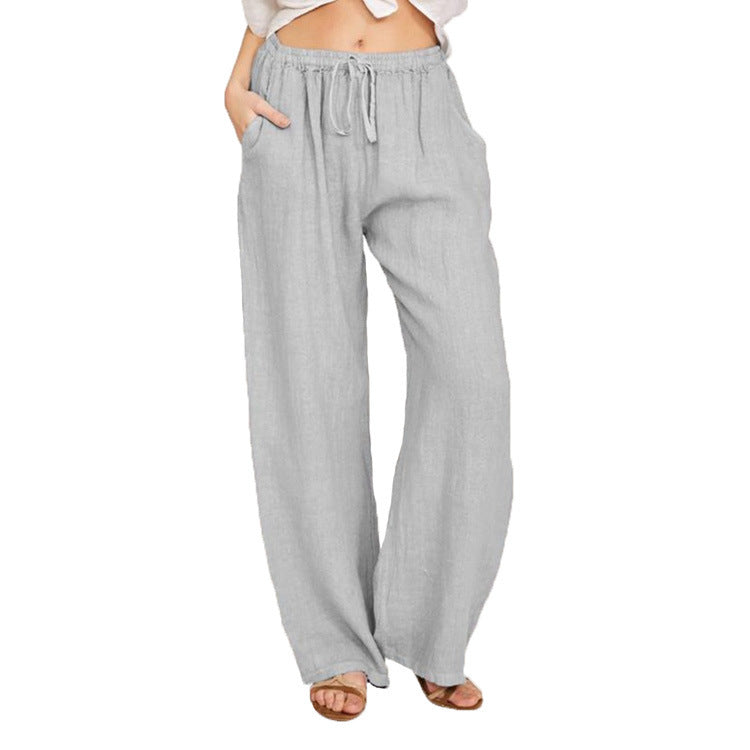 Elsie Coleman | Linen Blend Wide-Leg Trousers For Women