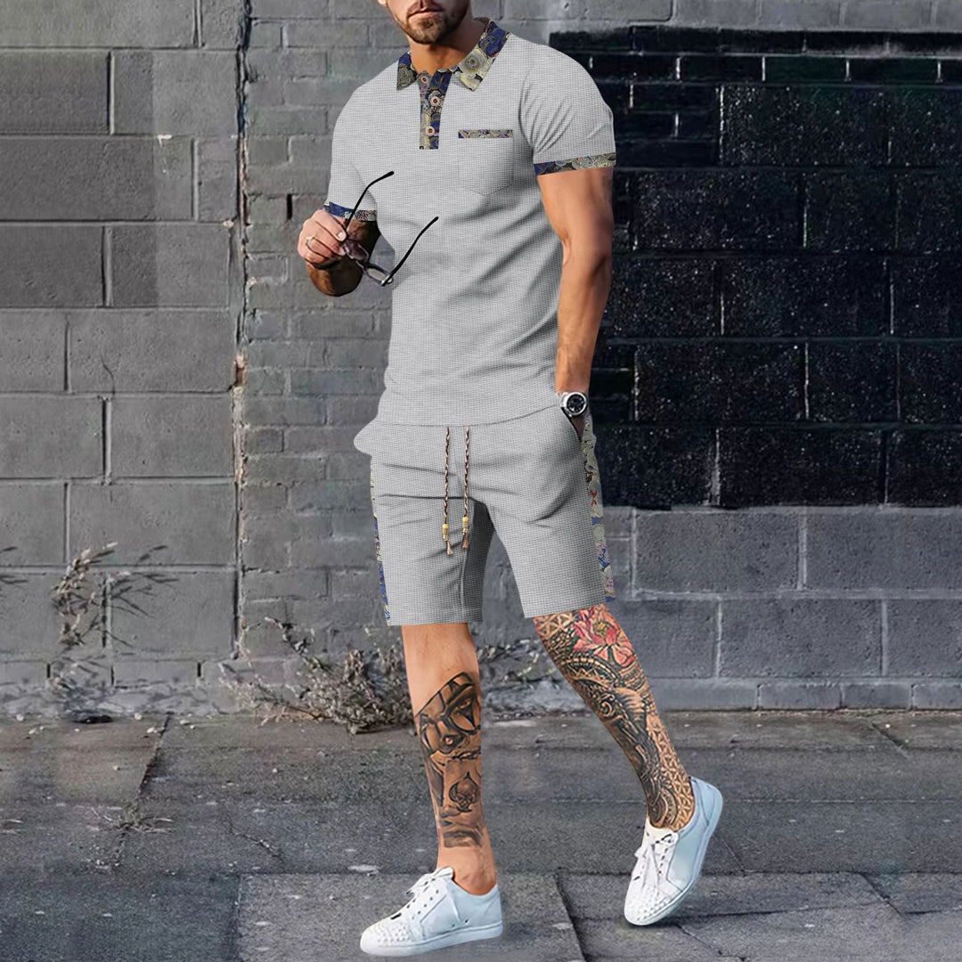 Brayden Foley | Textured Polo Shorts Set For Men