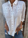 Audette - Women’s Lace Blouse with Embroidered Panels